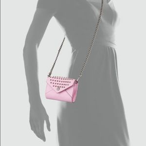 Rebecca Minkoff studded mini wallet-on-a-chain, pale pink